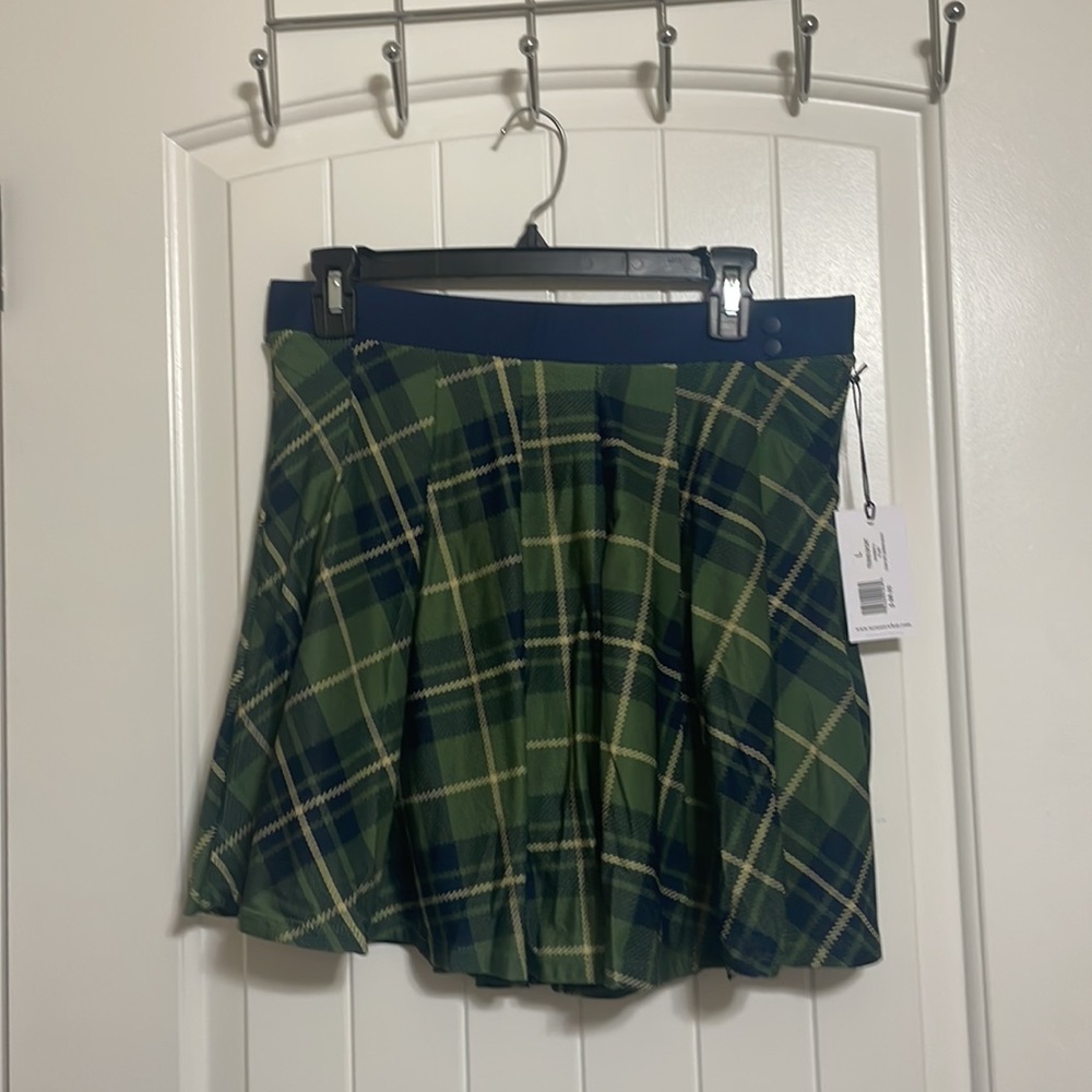 NWT Revolve WeWoreWhat Plaid Tennis Skort in Court Green Multicolored - Picture 3 of 5